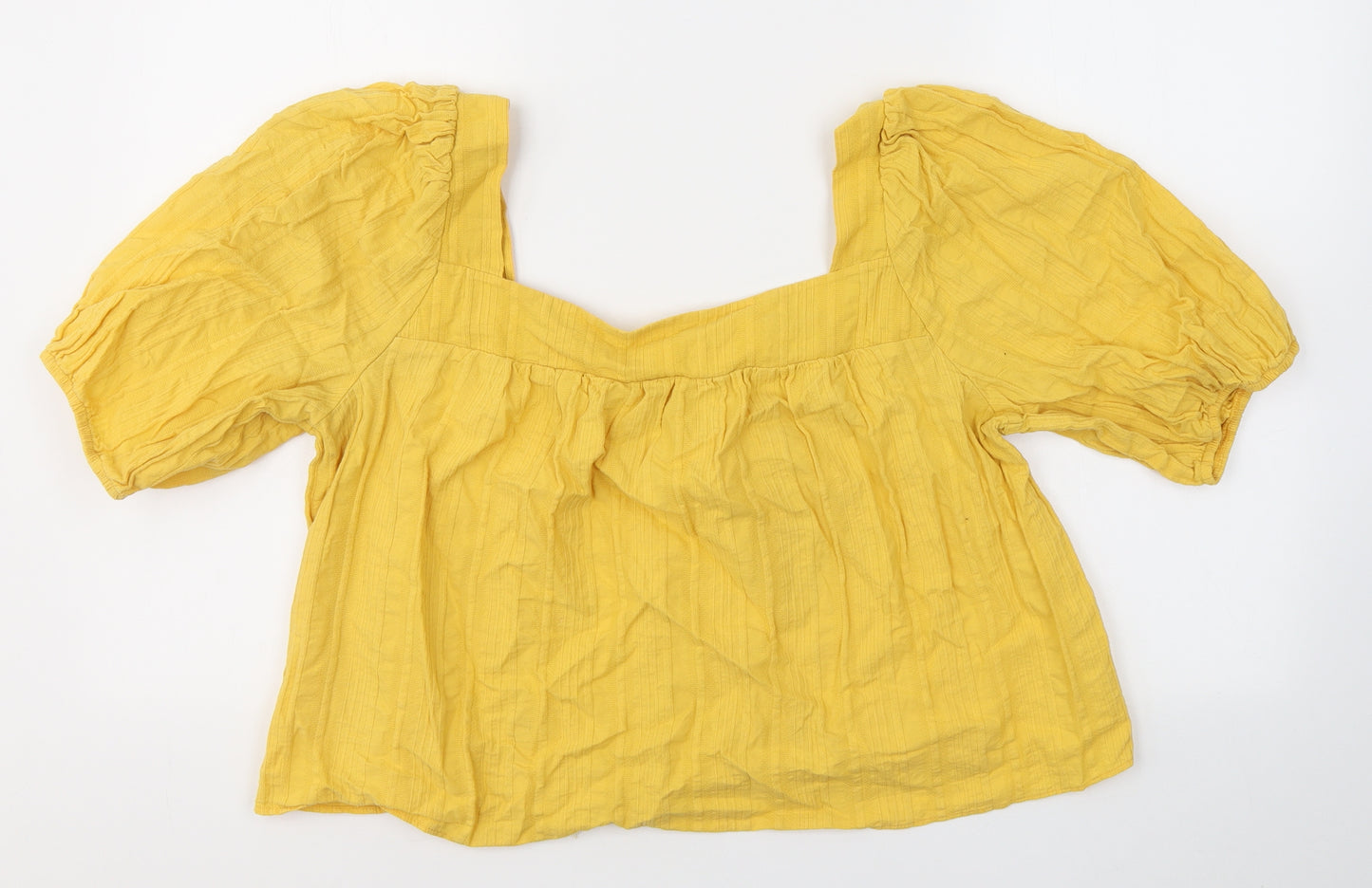 George Womens Yellow  100% Cotton Basic T-Shirt Size 16 Square Neck