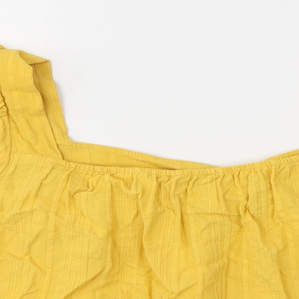 George Womens Yellow  100% Cotton Basic T-Shirt Size 16 Square Neck