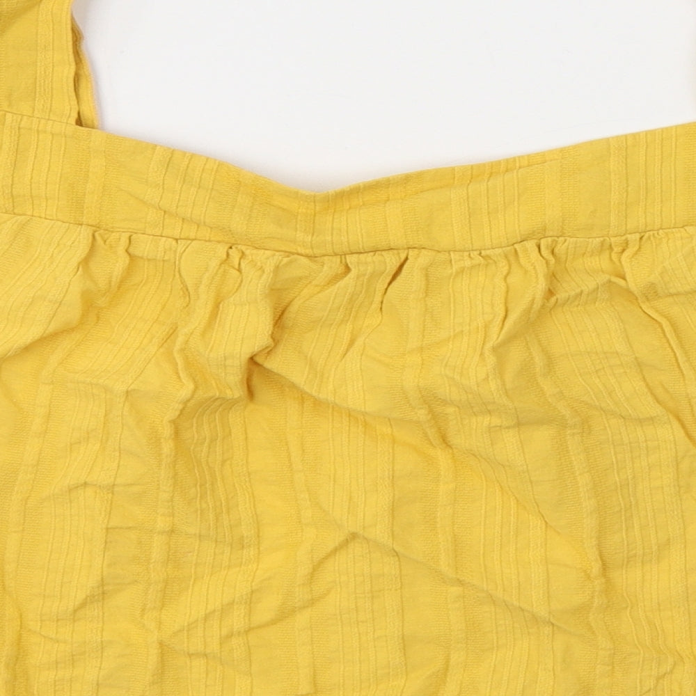 George Womens Yellow  100% Cotton Basic T-Shirt Size 16 Square Neck