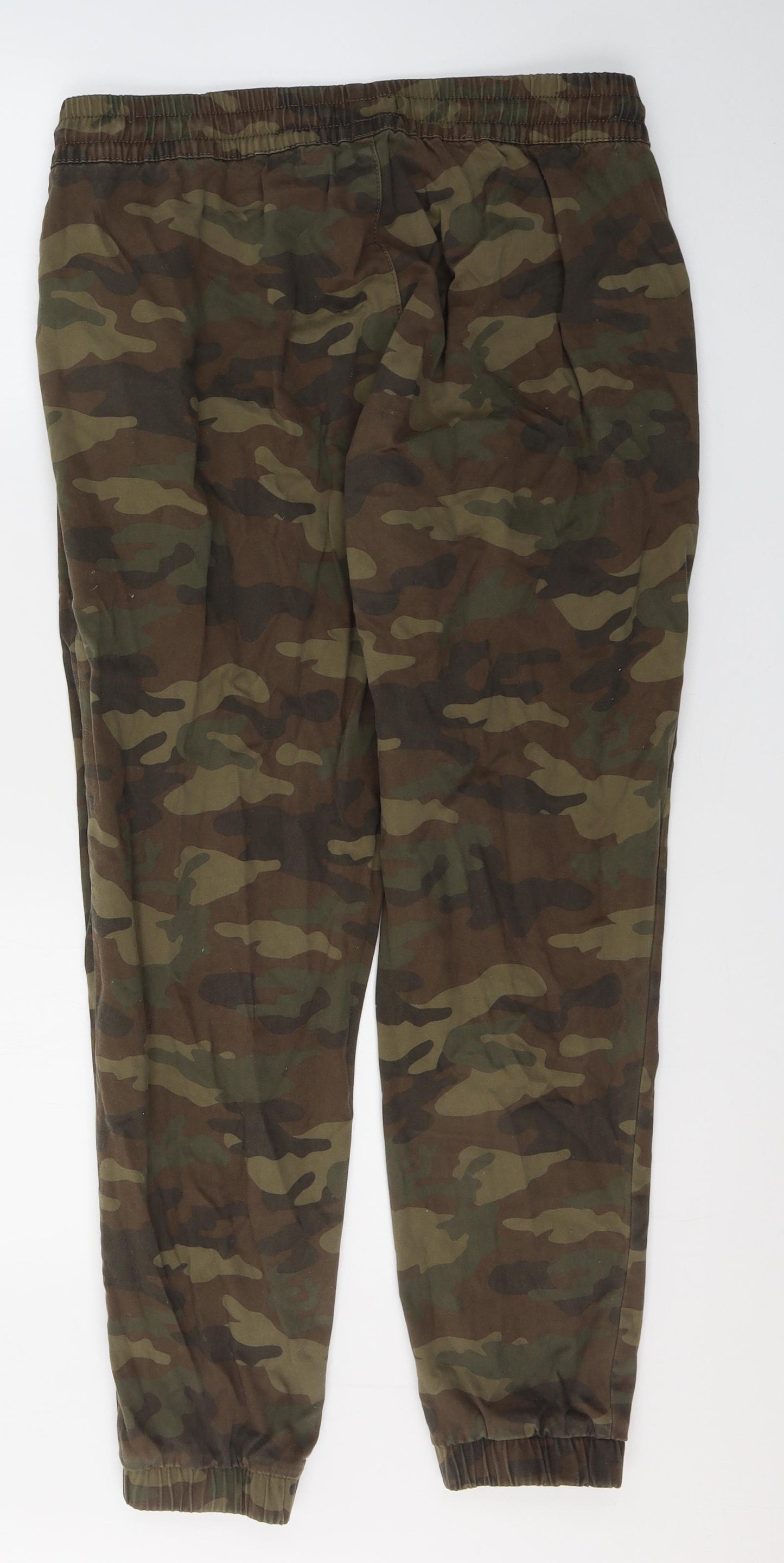 F&F Womens Green Camouflage Cotton Jegging Trousers Size 14 L28 in Regular Tie