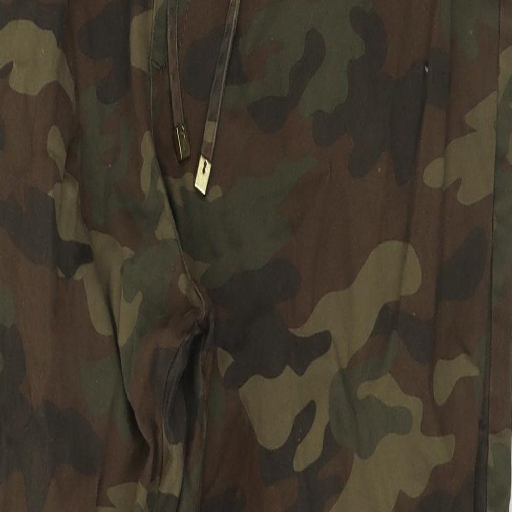 F&F Womens Green Camouflage Cotton Jegging Trousers Size 14 L28 in Regular Tie