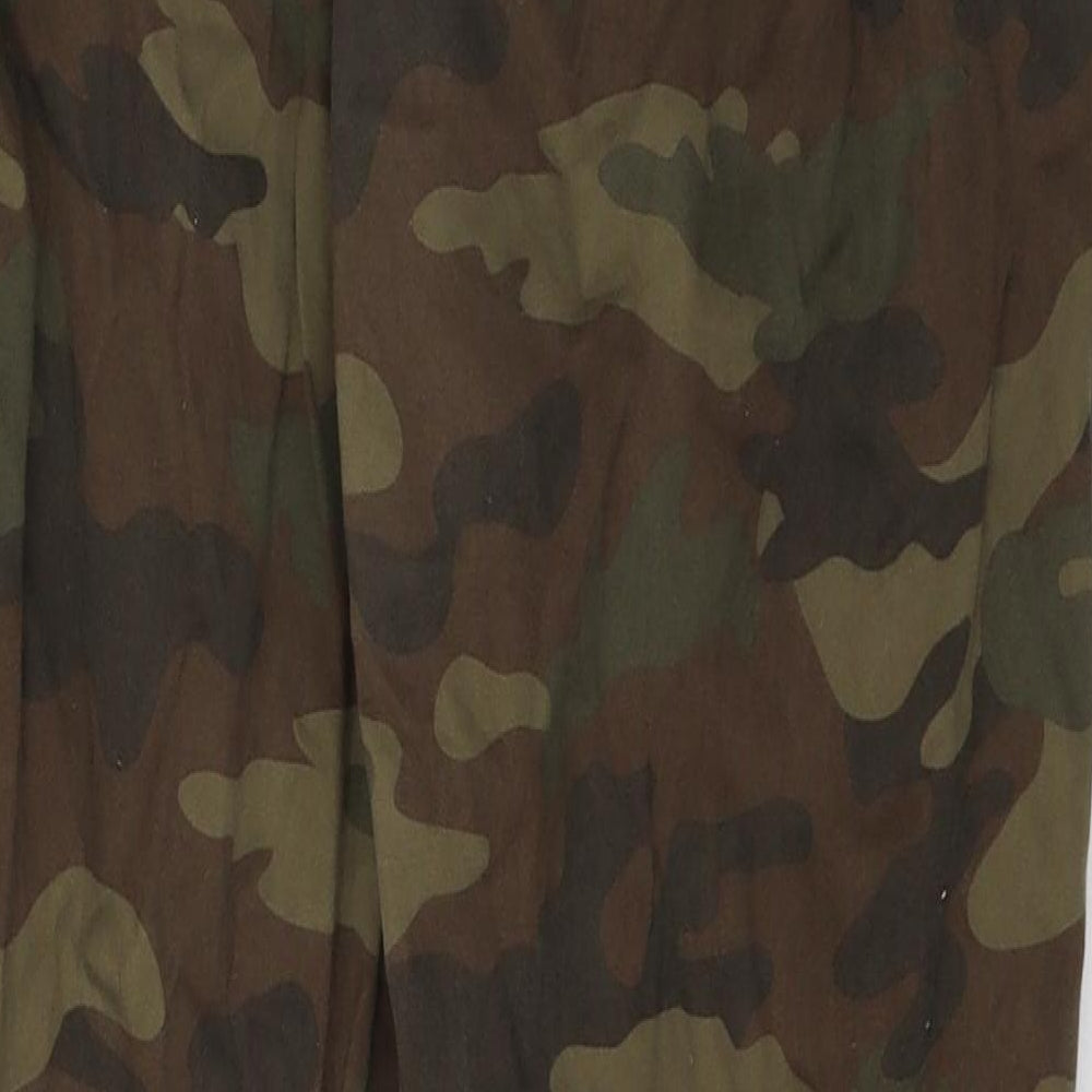 F&F Womens Green Camouflage Cotton Jegging Trousers Size 14 L28 in Regular Tie
