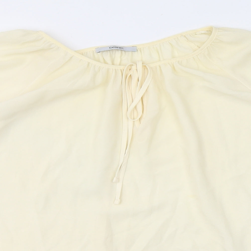 George Womens Ivory  Polyester Basic T-Shirt Size 16 V-Neck