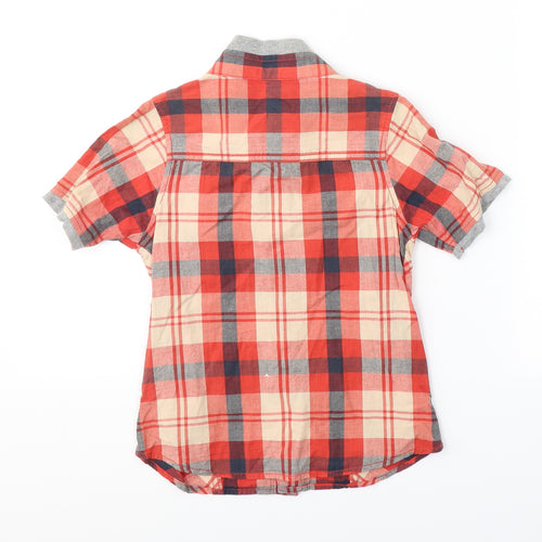 George Boys Red Plaid 100% Cotton Basic Button-Up Size 5-6 Years Collared Button