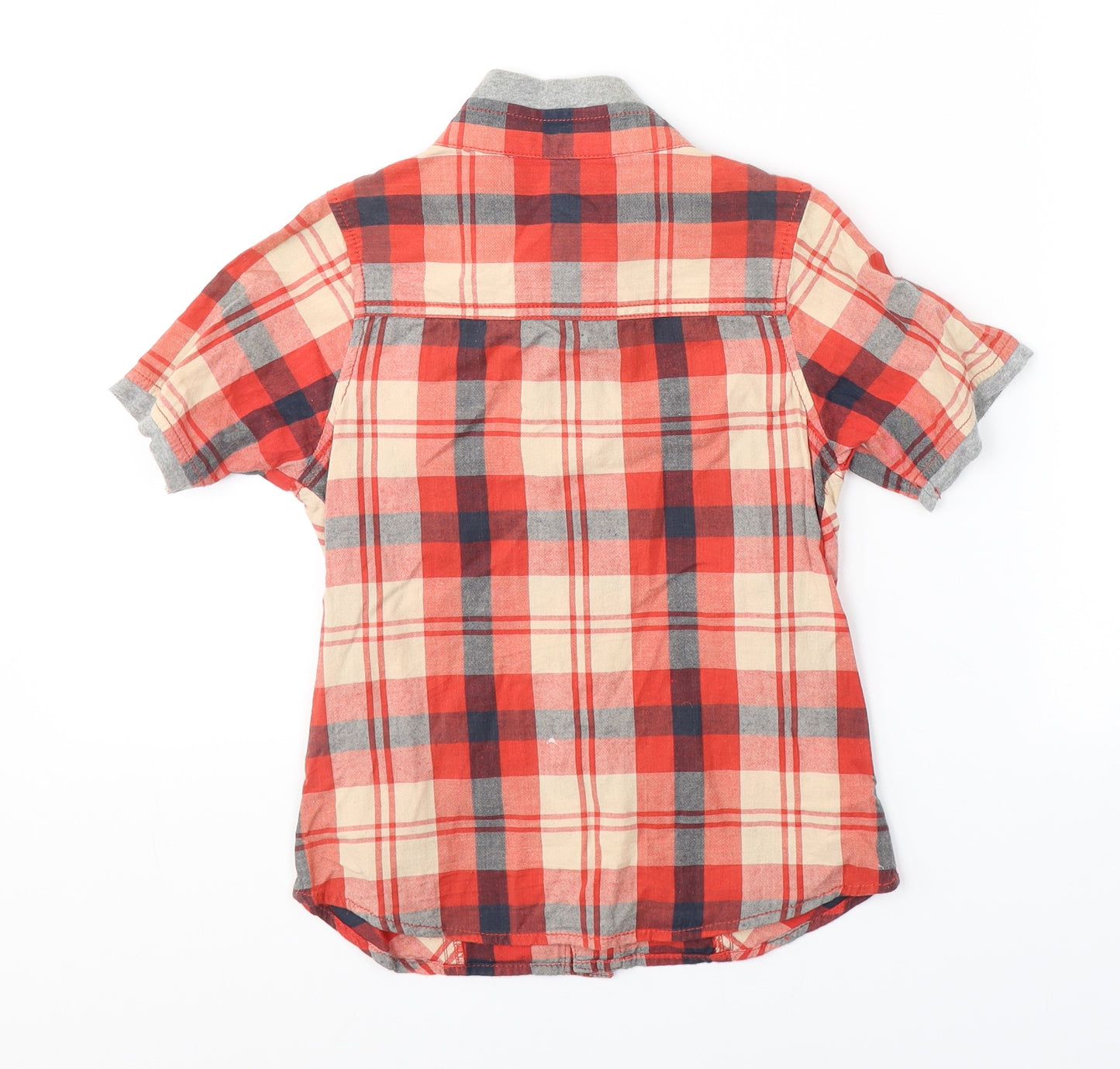 George Boys Red Plaid 100% Cotton Basic Button-Up Size 5-6 Years Collared Button