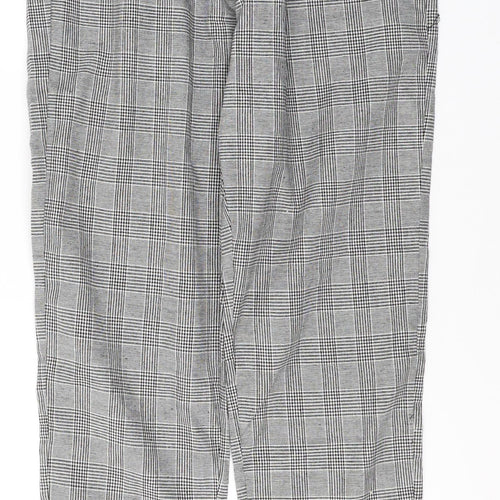 Preworn Womens Black Plaid Polyester Trousers  Size M L28 in Regular