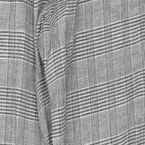 Preworn Womens Black Plaid Polyester Trousers  Size M L28 in Regular