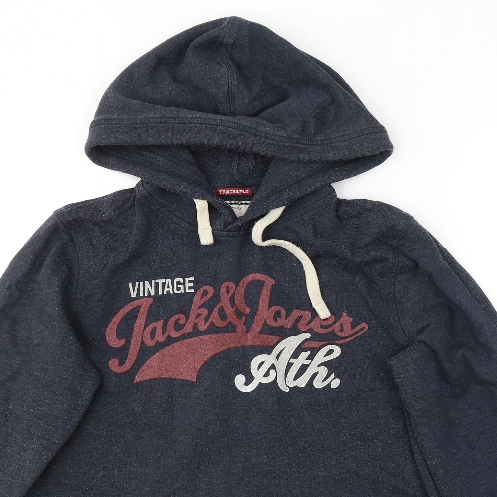 JACK & JONES Mens Blue  Cotton Pullover Hoodie Size M