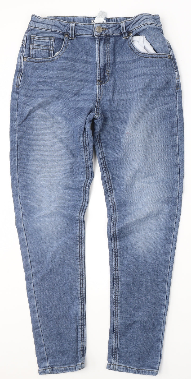 George Boys Blue  Cotton Skinny Jeans Size 13-14 Years  Regular Button