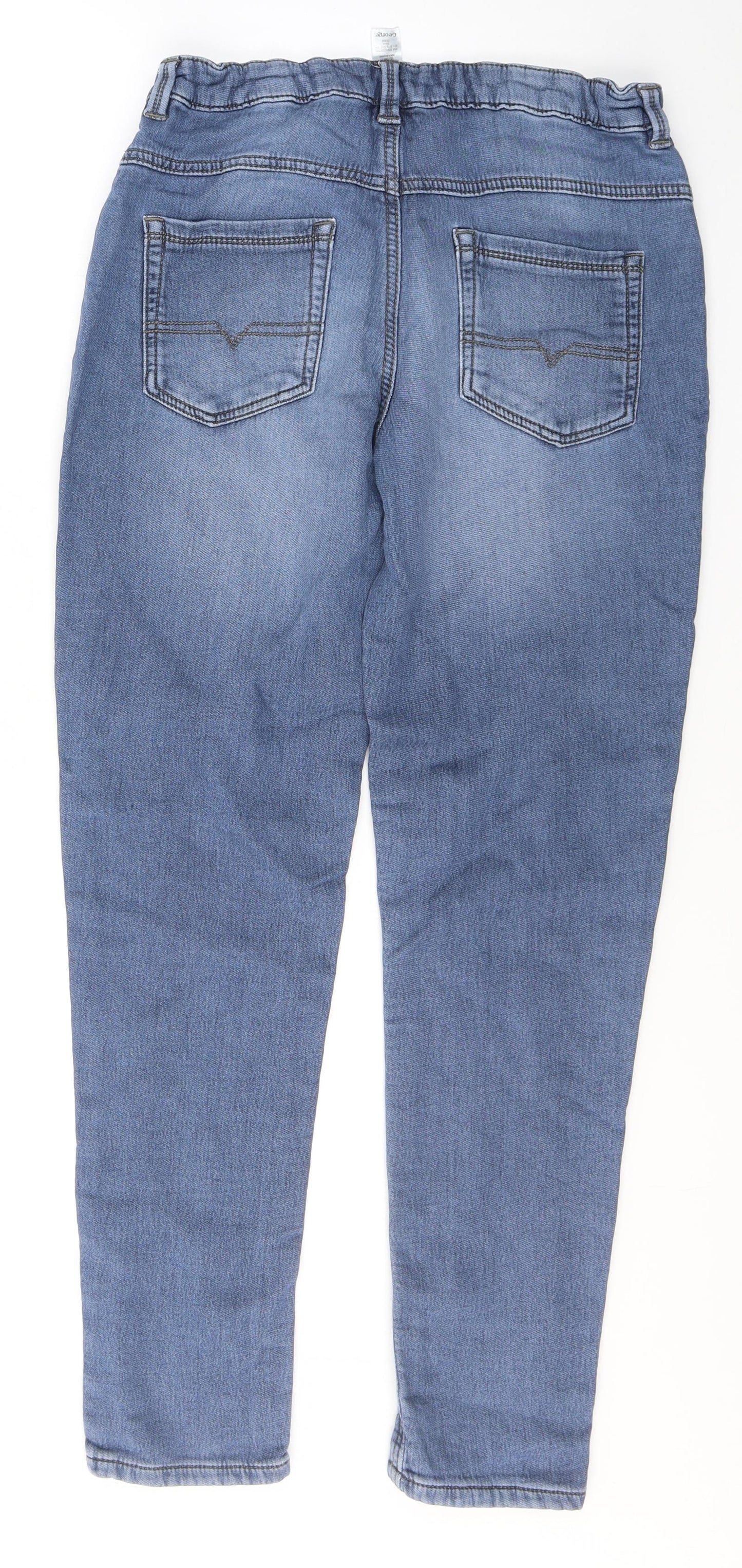 George Boys Blue  Cotton Skinny Jeans Size 13-14 Years  Regular Button