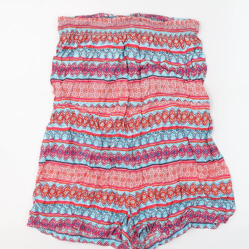 Dunnes Stores Womens Multicoloured Geometric Viscose Playsuit One-Piece Size S L3 in Pullover