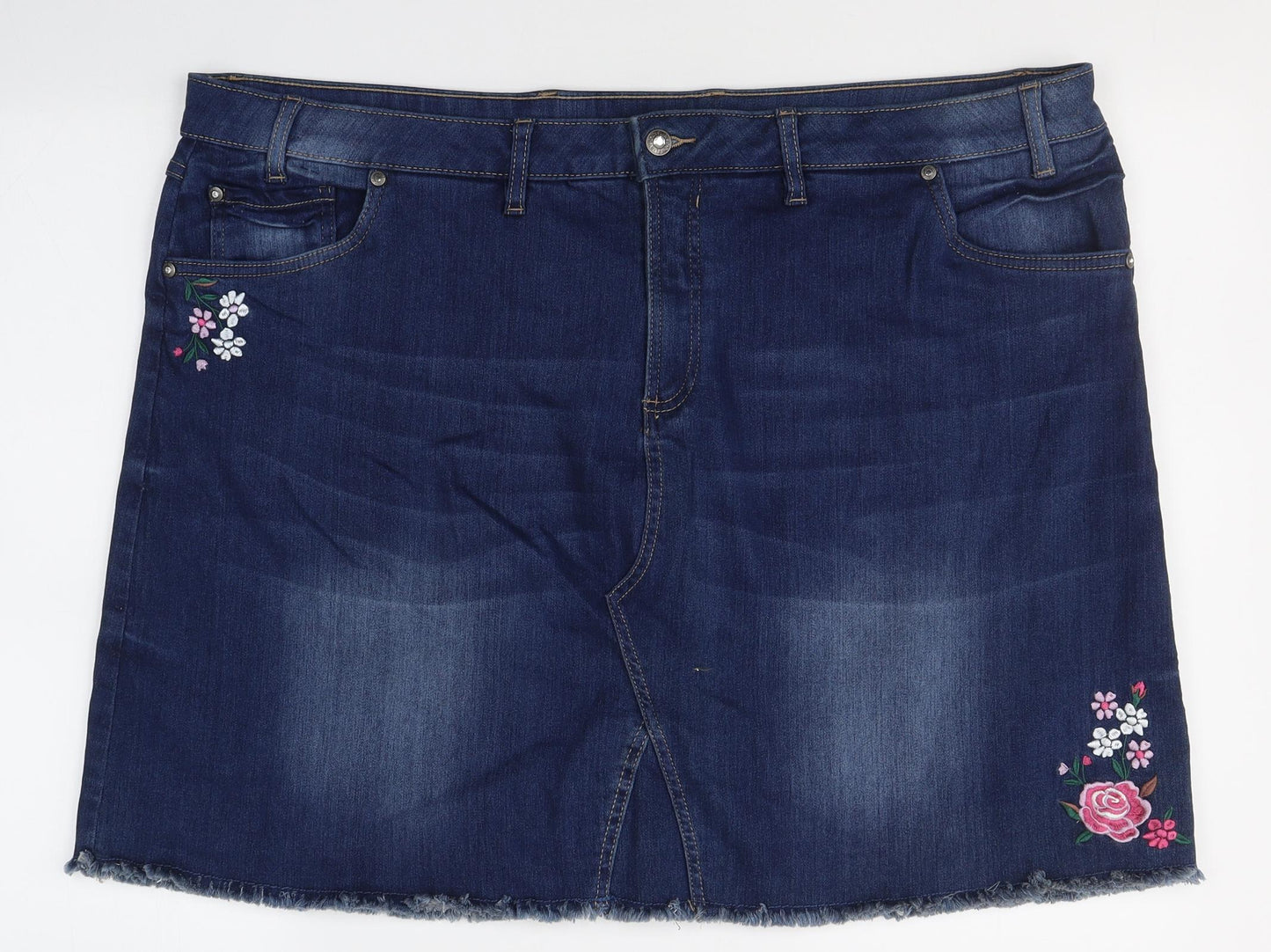 Body Flirt Womens Blue  Cotton Mini Skirt Size 28   Button