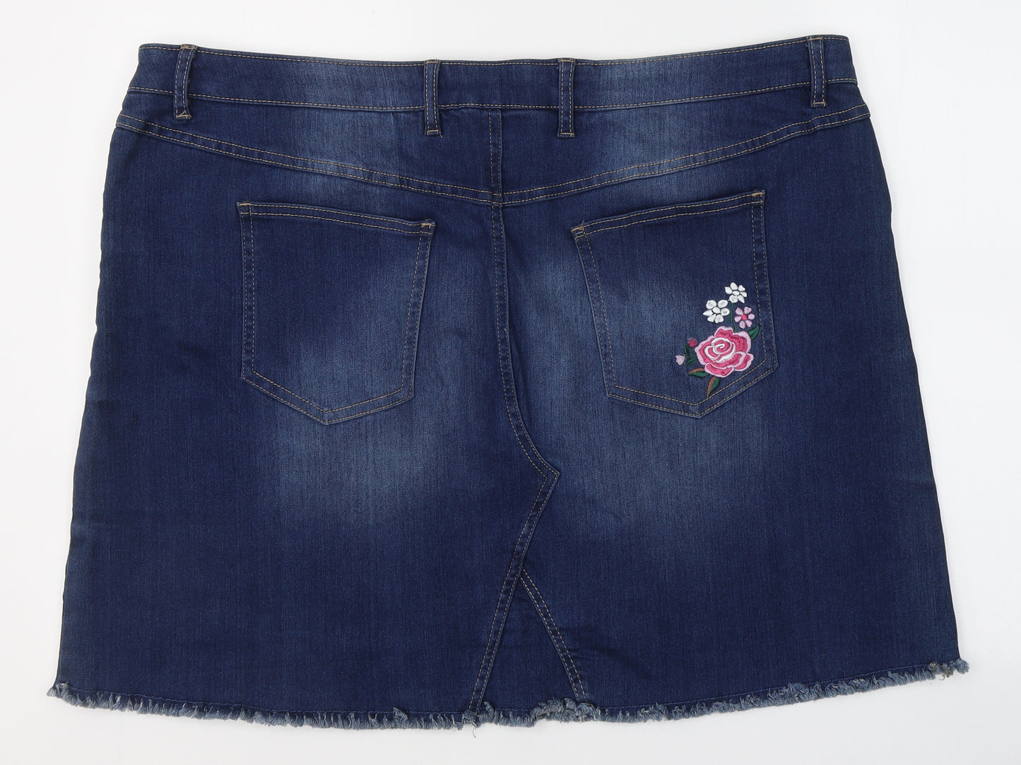 Body Flirt Womens Blue  Cotton Mini Skirt Size 28   Button