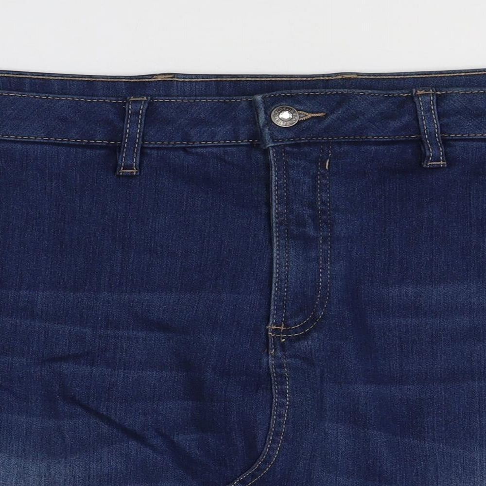 Body Flirt Womens Blue  Cotton Mini Skirt Size 28   Button
