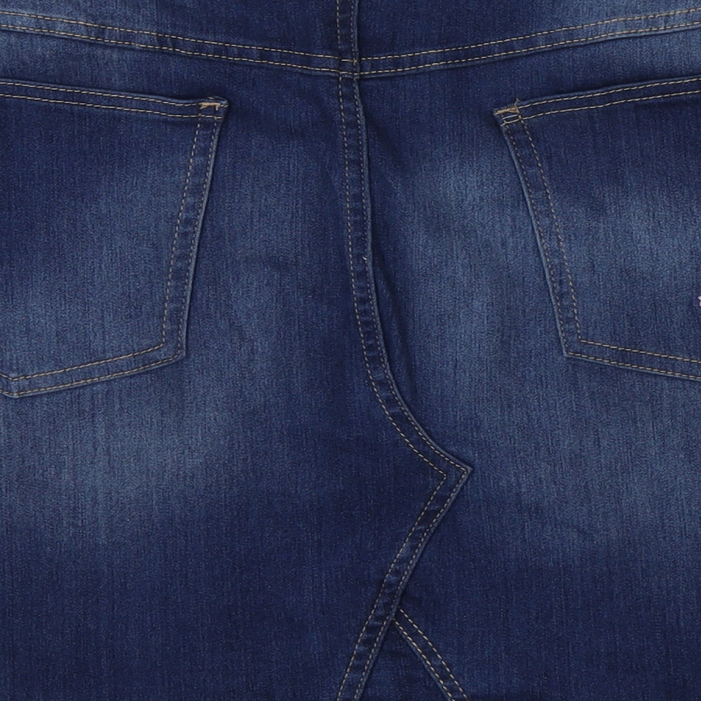 Body Flirt Womens Blue  Cotton Mini Skirt Size 28   Button