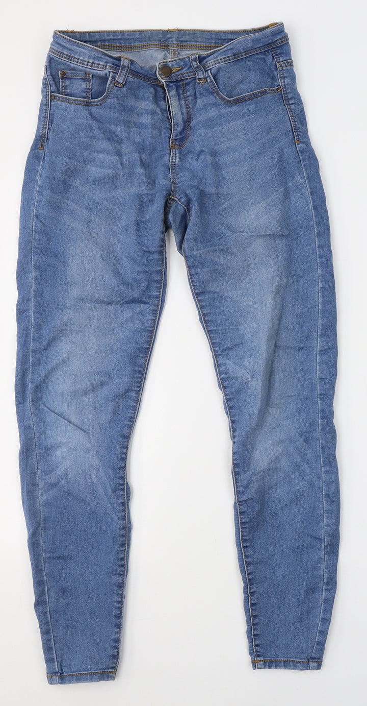 Denim & Co. Womens Blue Cotton Skinny Jeans Size 10 L30 in Regular Button