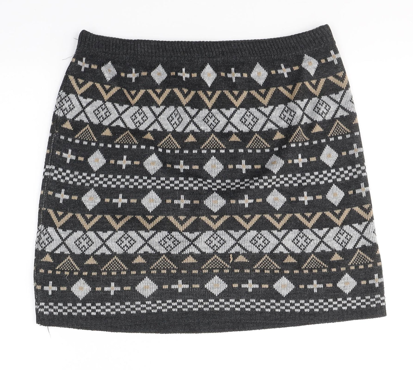 F&F Womens Grey Geometric Acrylic Mini Skirt Size 10