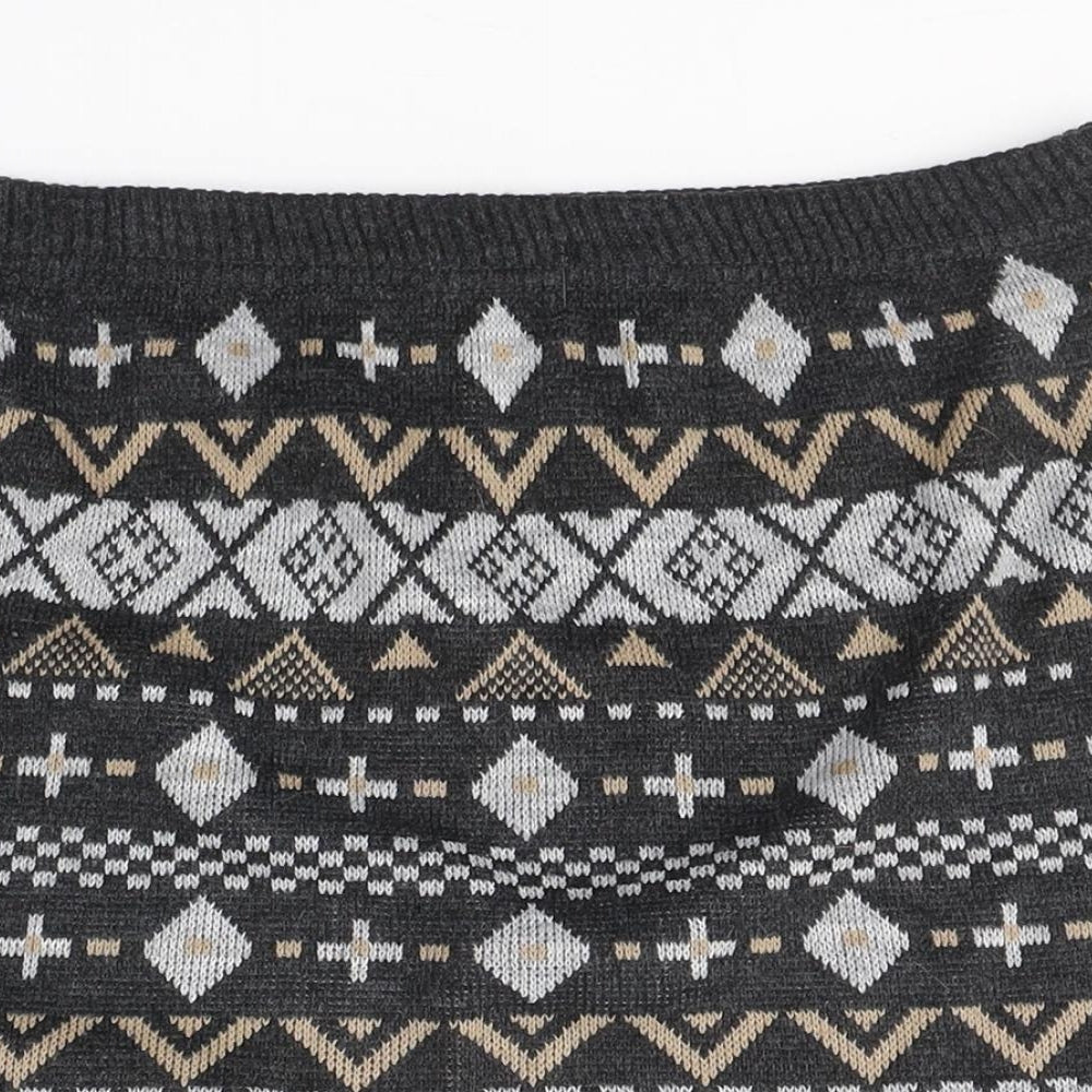 F&F Womens Grey Geometric Acrylic Mini Skirt Size 10