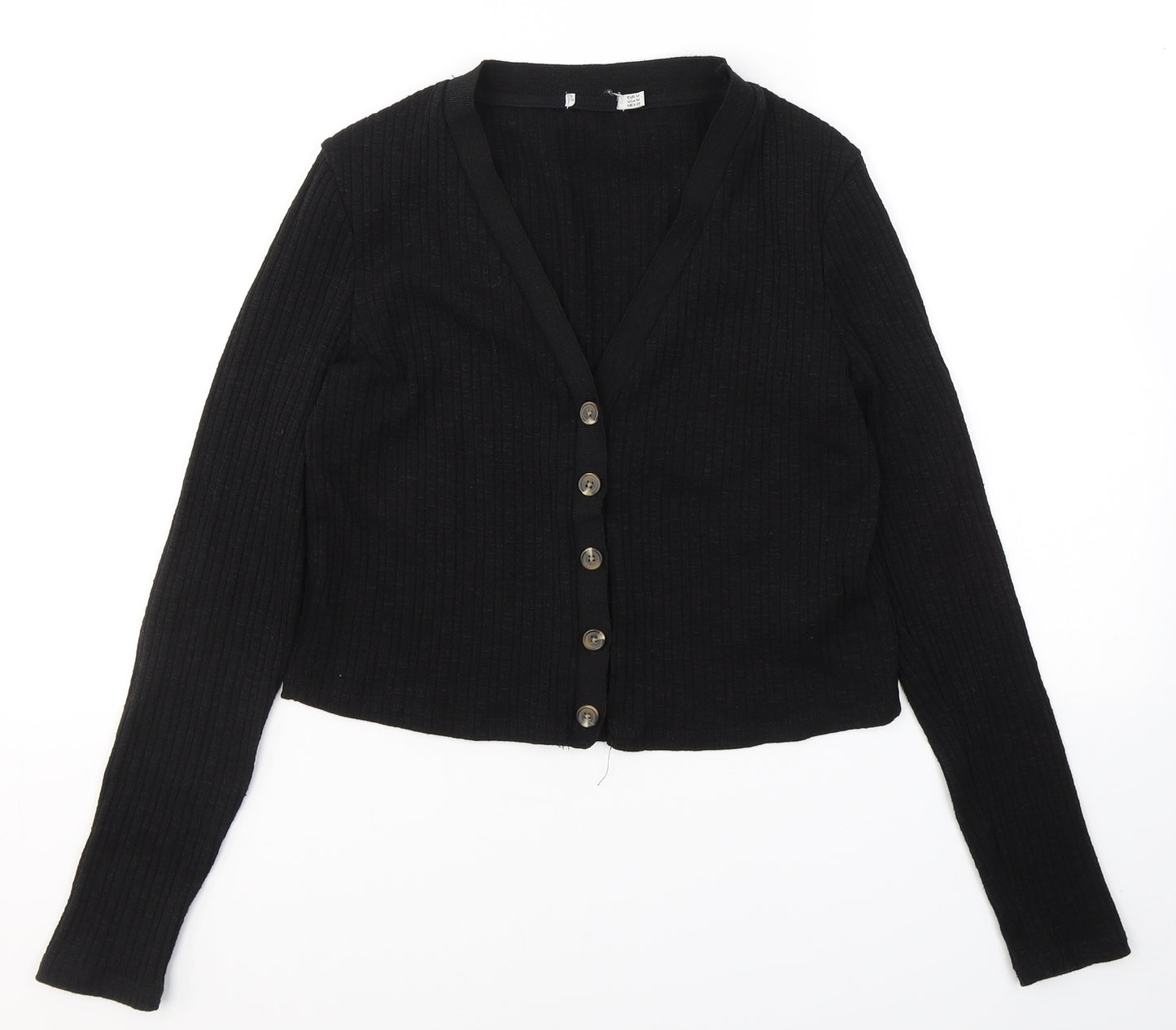 Stradivarius Womens Black V-Neck  Polyester Cardigan Jumper Size M