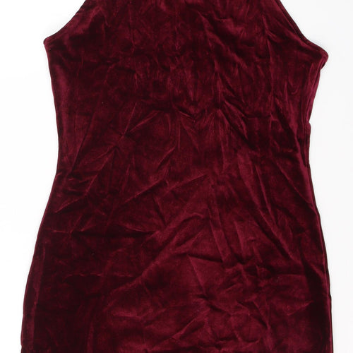 Miss Selfridge Womens Pink  Polyester Tank Dress  Size 10  Halter Button