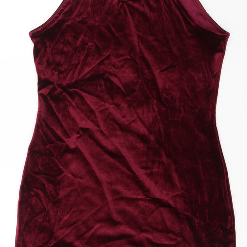 Miss Selfridge Womens Pink  Polyester Tank Dress  Size 10  Halter Button