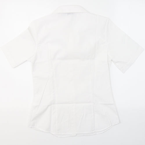 Disley Womens White  Polyester Basic Button-Up Size 8 Round Neck