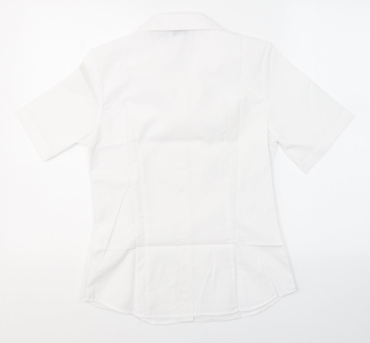 Disley Womens White  Polyester Basic Button-Up Size 8 Round Neck