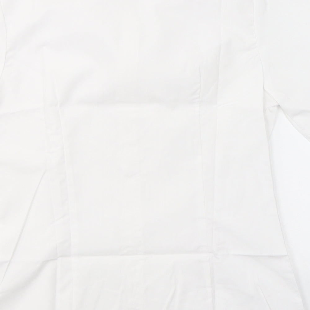 Disley Womens White  Polyester Basic Button-Up Size 8 Round Neck