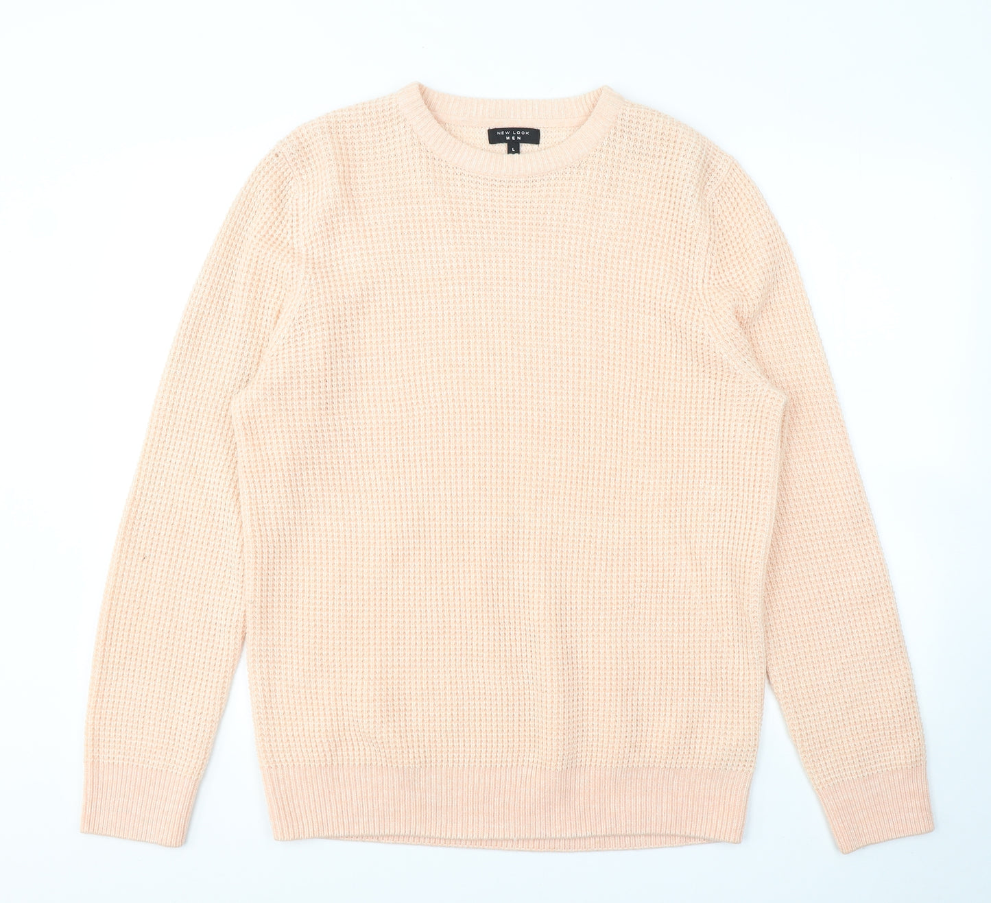 New Look Mens Orange Round Neck  Acrylic Pullover Jumper Size L