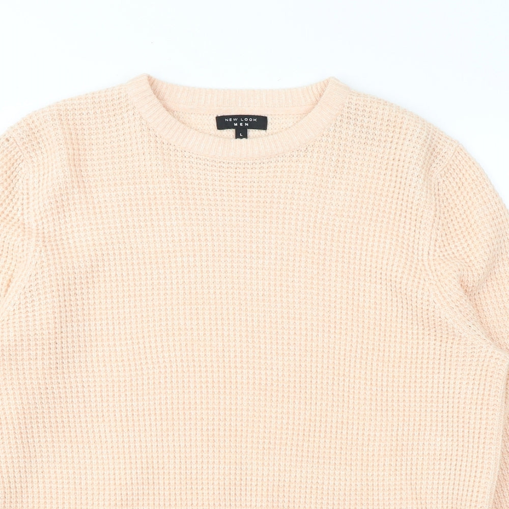 New Look Mens Orange Round Neck  Acrylic Pullover Jumper Size L