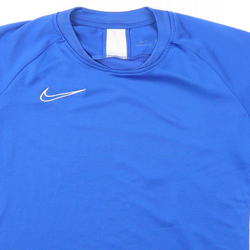 Nike Womens Blue  Polyester Basic T-Shirt Size S Round Neck Pullover