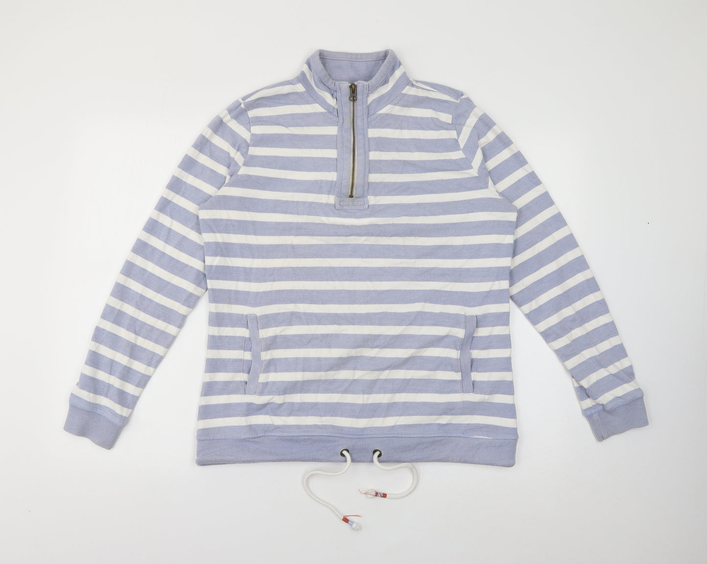George Womens Blue High Neck Striped Cotton Pullover Jumper Size 12