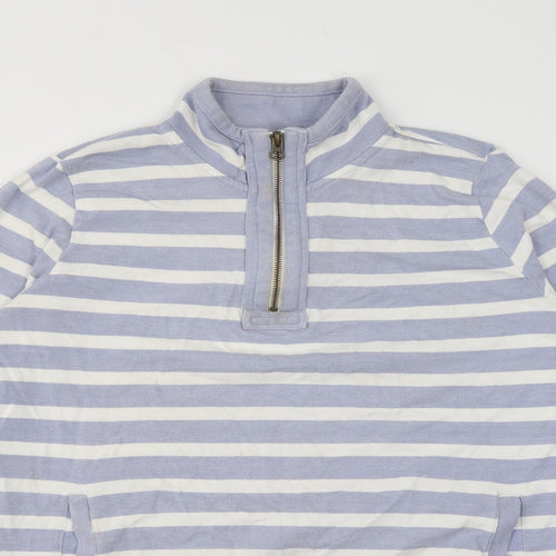 George Womens Blue High Neck Striped Cotton Pullover Jumper Size 12