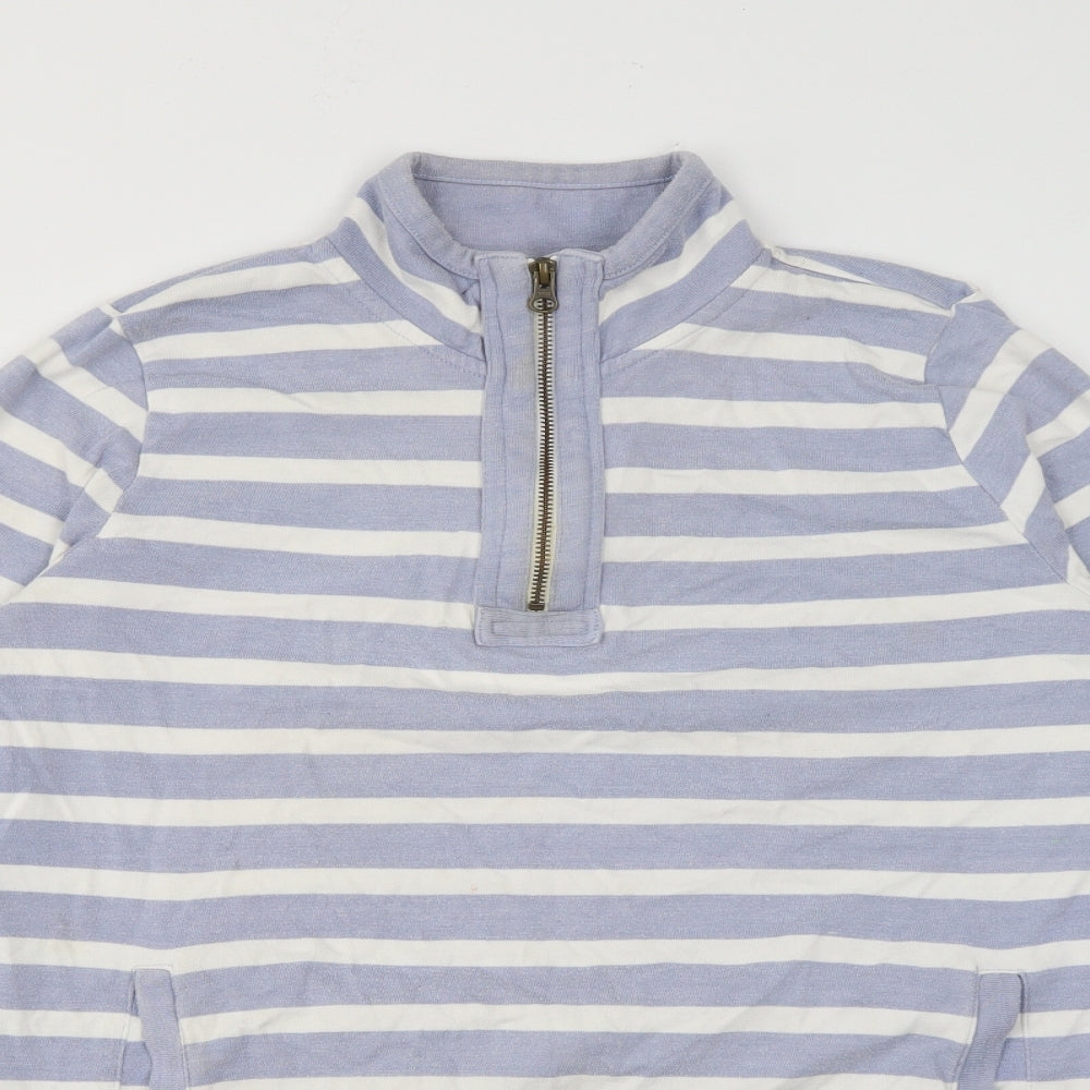 George Womens Blue High Neck Striped Cotton Pullover Jumper Size 12