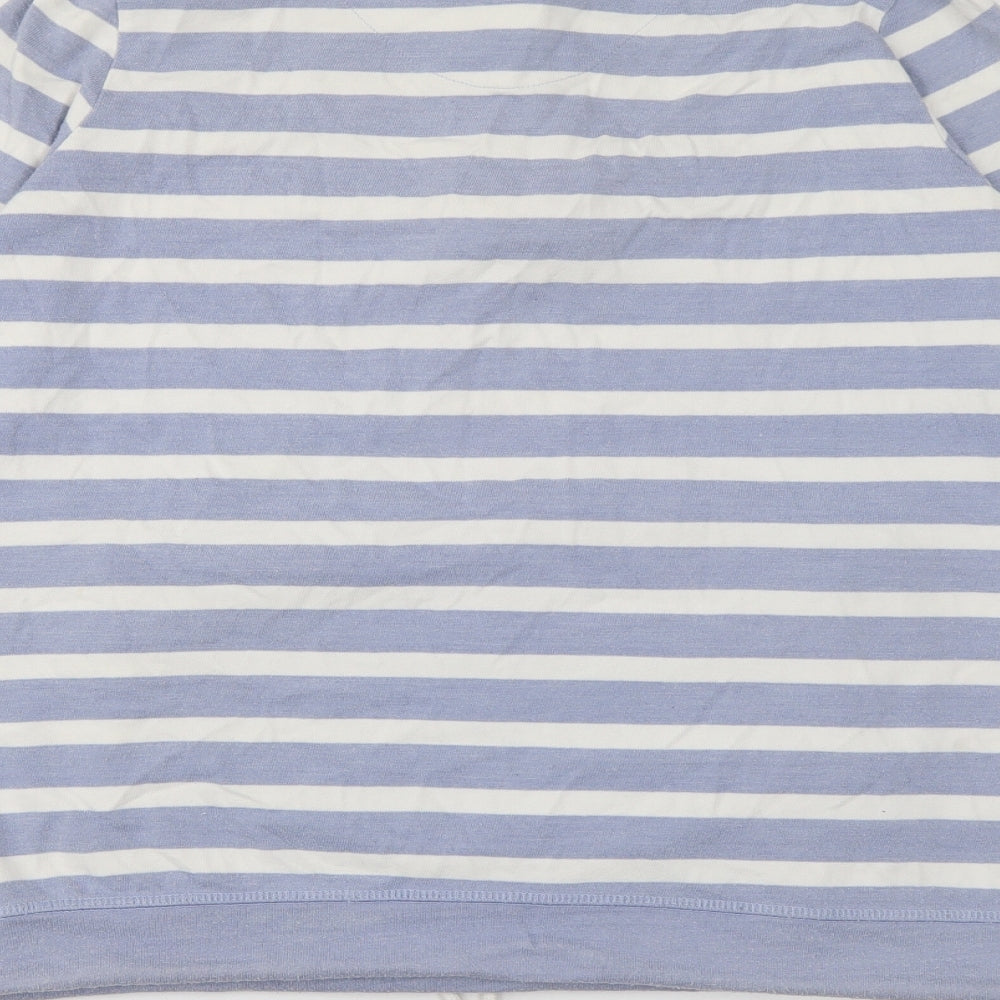 George Womens Blue High Neck Striped Cotton Pullover Jumper Size 12
