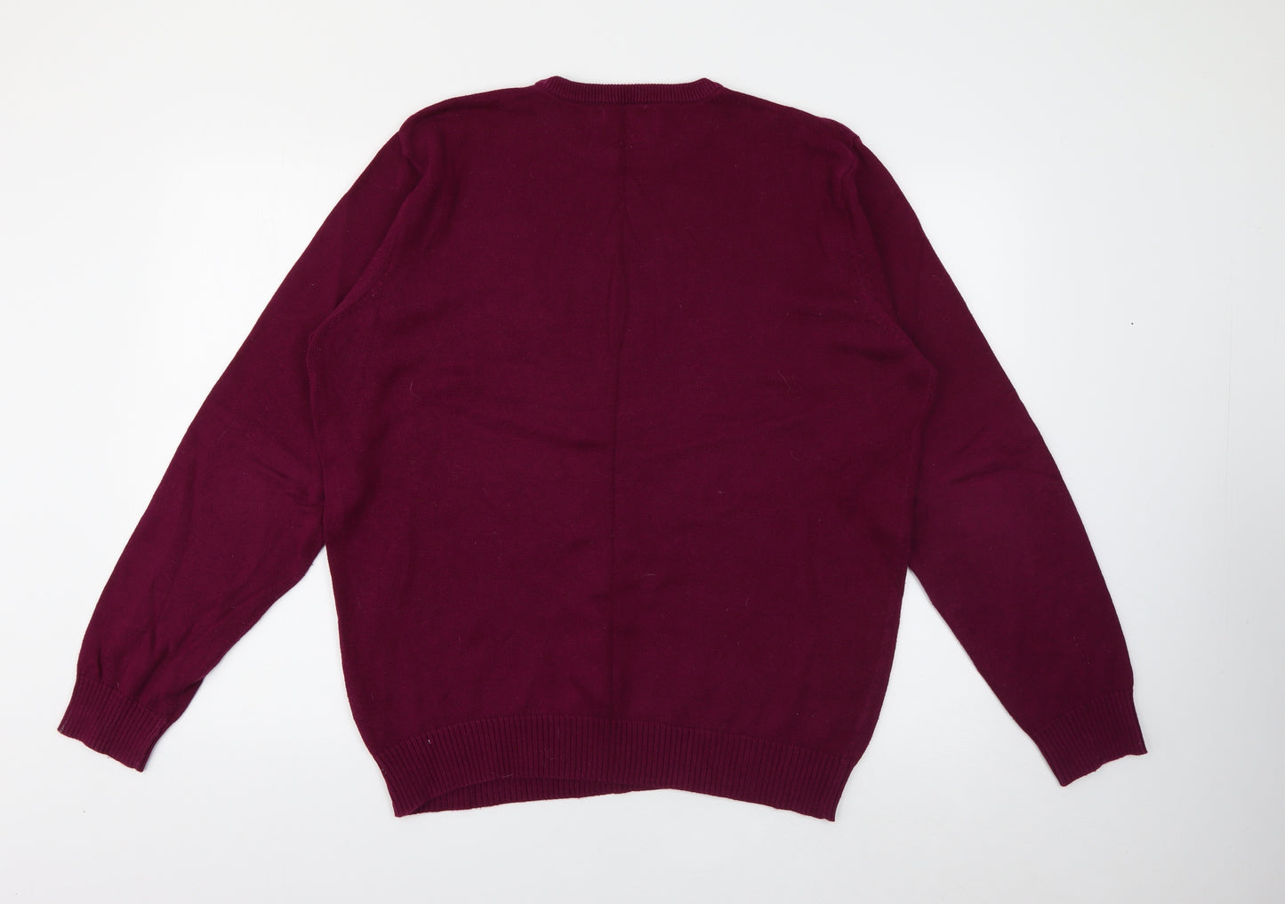 Atlantic Bay Mens Purple Crew Neck  Cotton Pullover Jumper Size L