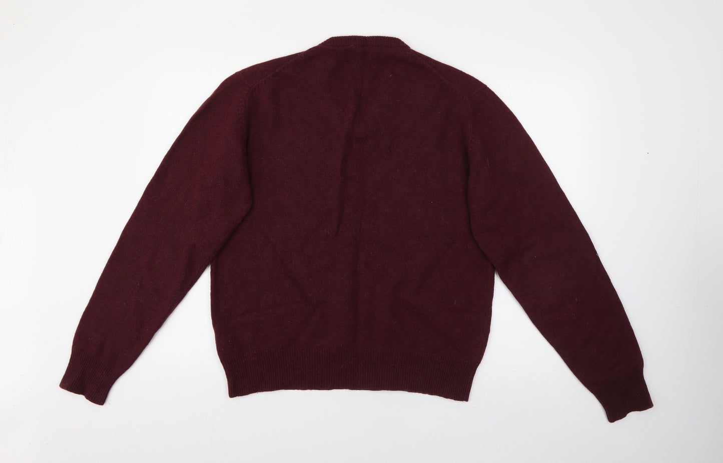 Racing Green Mens Purple V-Neck  Wool Pullover Jumper Size L