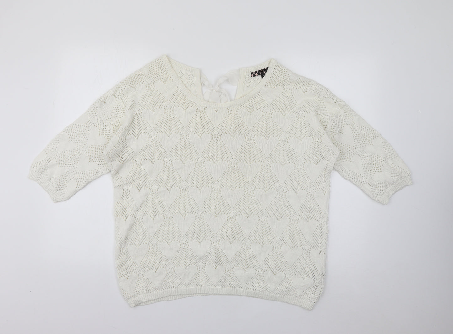 NEXT Womens White Scoop Neck  Cotton Pullover Jumper Size 16