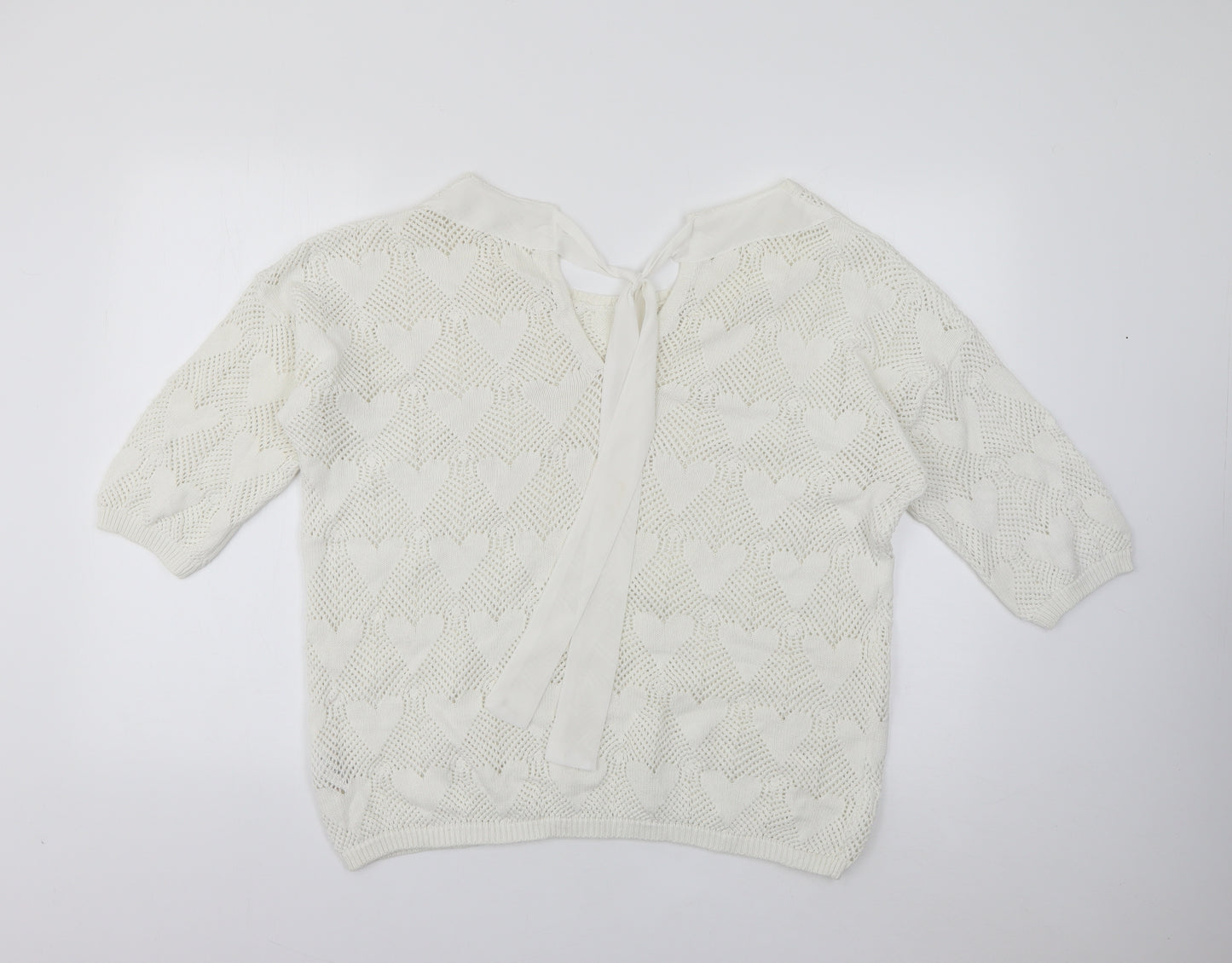 NEXT Womens White Scoop Neck  Cotton Pullover Jumper Size 16