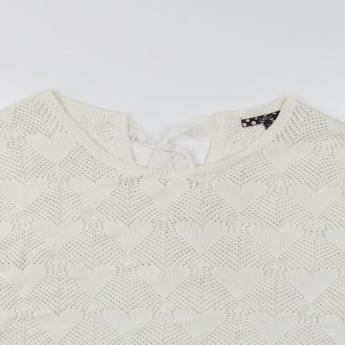 NEXT Womens White Scoop Neck  Cotton Pullover Jumper Size 16
