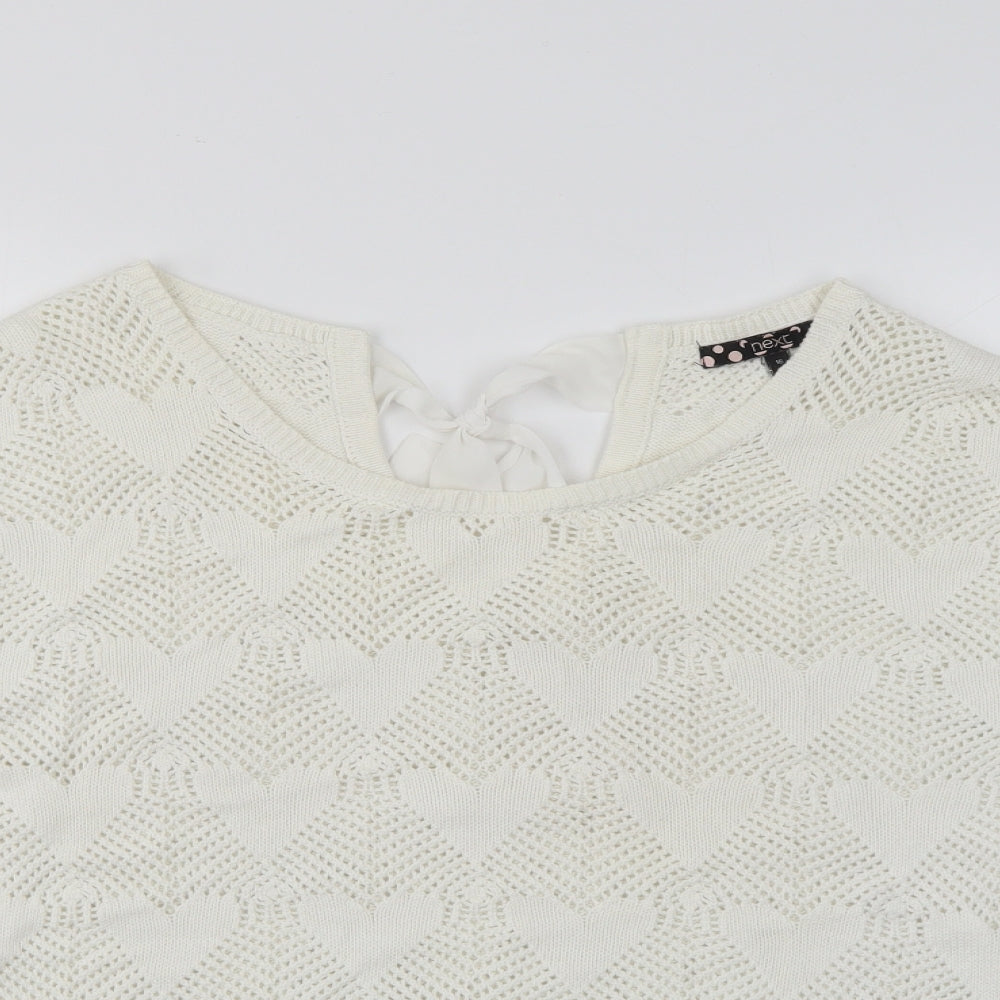 NEXT Womens White Scoop Neck  Cotton Pullover Jumper Size 16