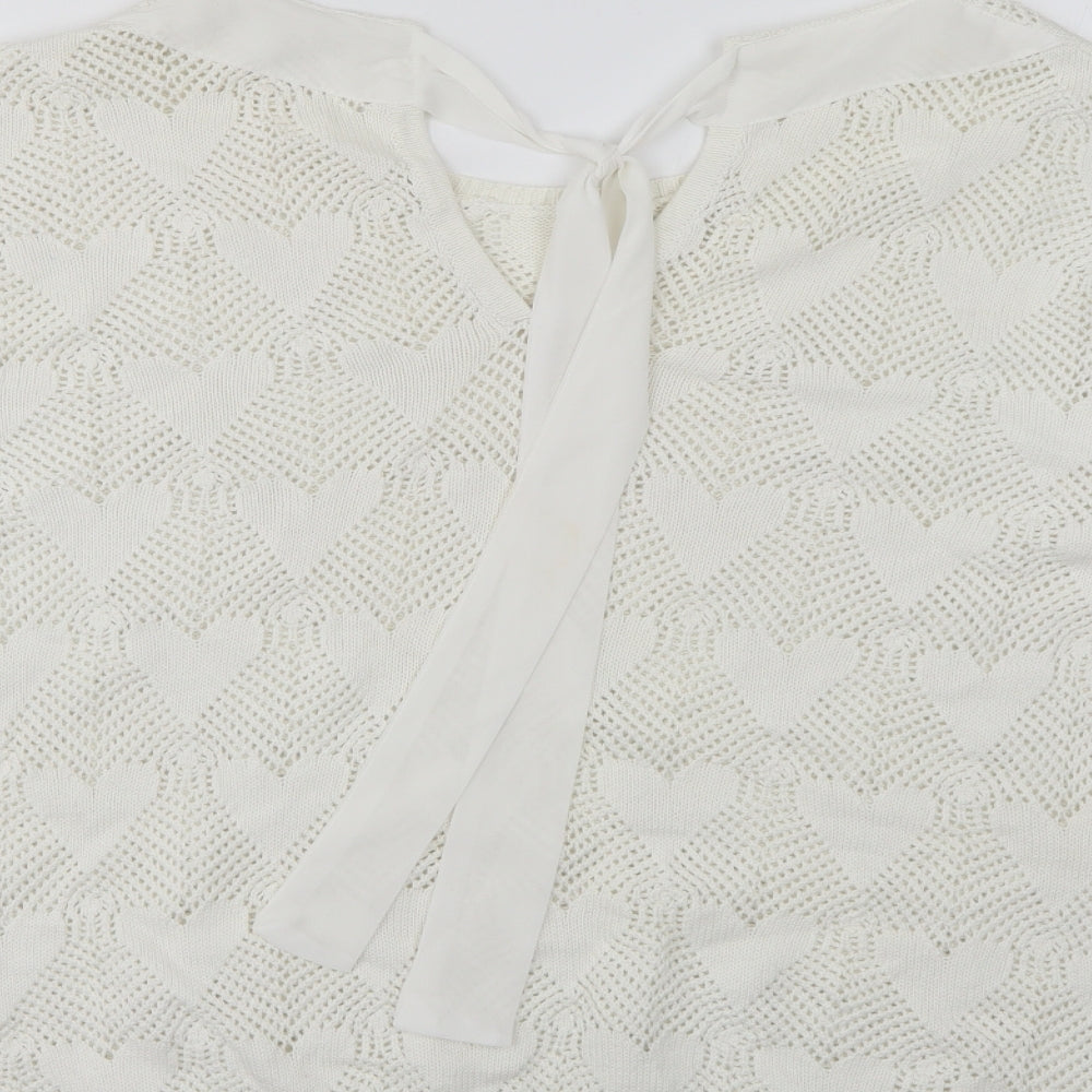 NEXT Womens White Scoop Neck  Cotton Pullover Jumper Size 16