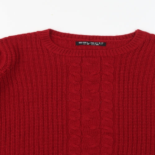 Select Womens Red Round Neck  Acrylic Pullover Jumper Size 10
