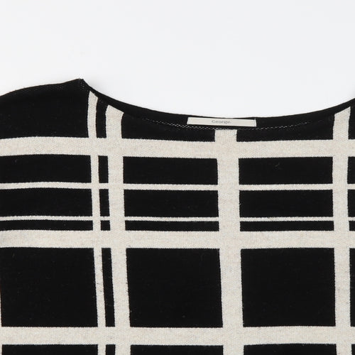 George Womens Black Round Neck Plaid Acrylic Pullover Jumper Size 14