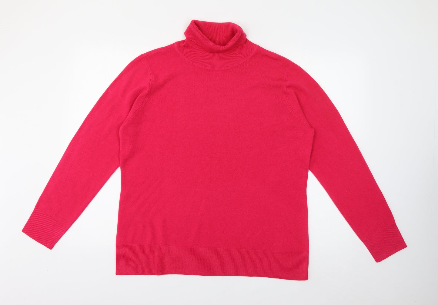 Love Knitwear Womens Pink Roll Neck  Acrylic Pullover Jumper Size 18