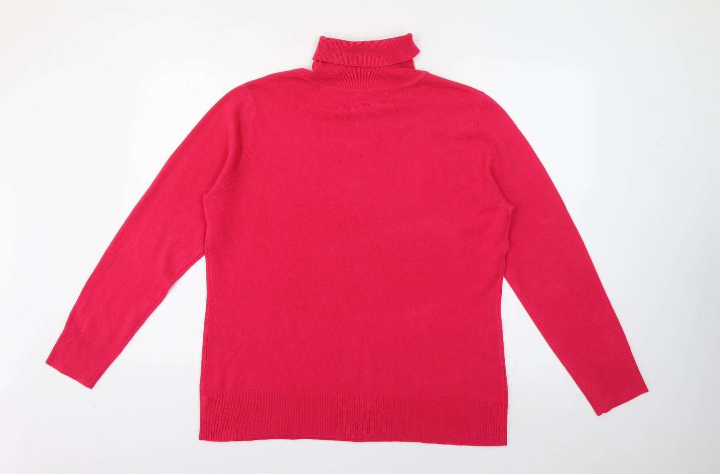 Love Knitwear Womens Pink Roll Neck  Acrylic Pullover Jumper Size 18