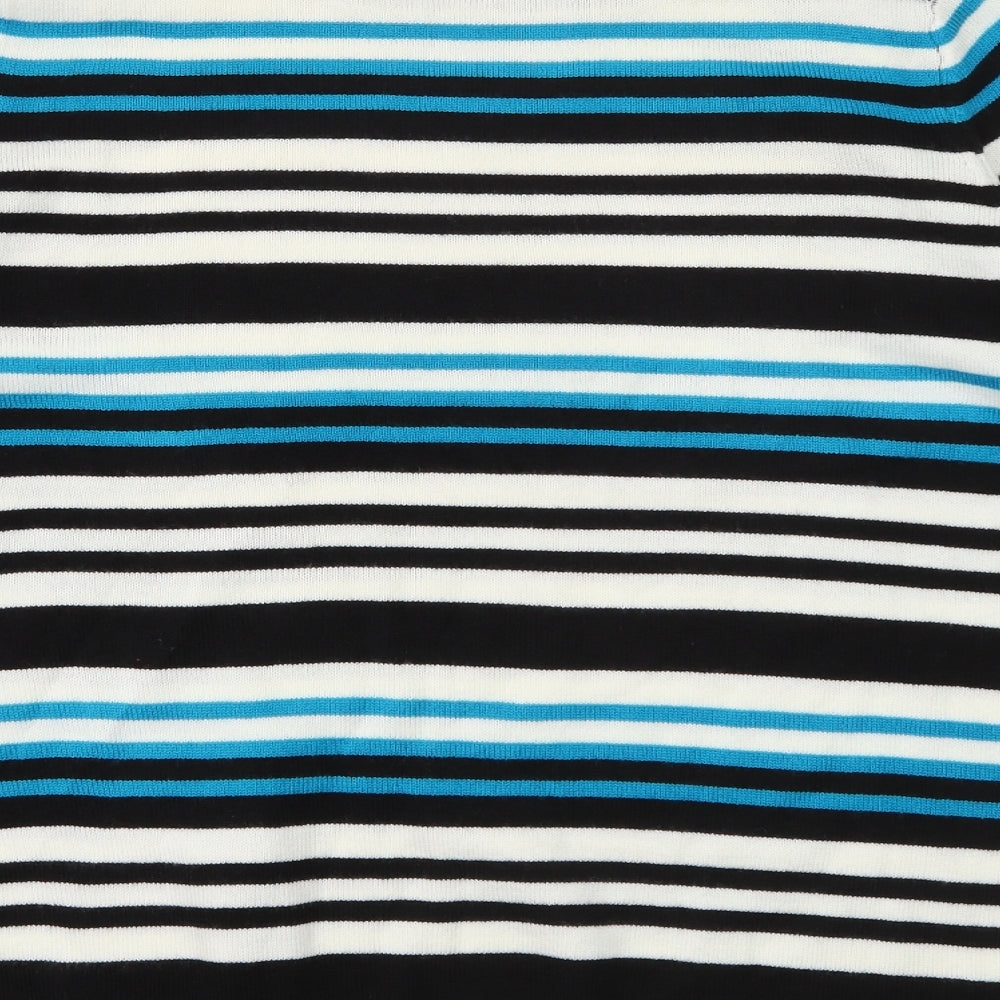 Papaya Womens Blue Scoop Neck Striped Acrylic Pullover Jumper Size 16