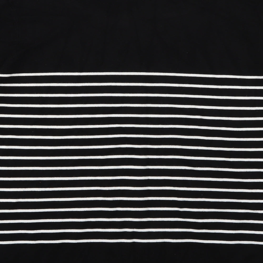 Peacocks Womens Black Scoop Neck Striped Viscose Pullover Jumper Size 16