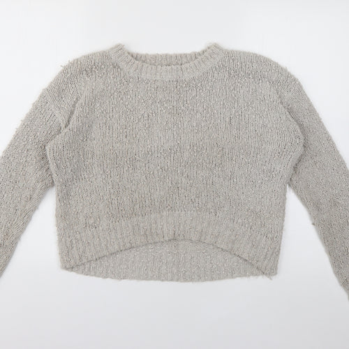 New Look Womens Grey Crew Neck  Polyester Pullover Jumper Size 12