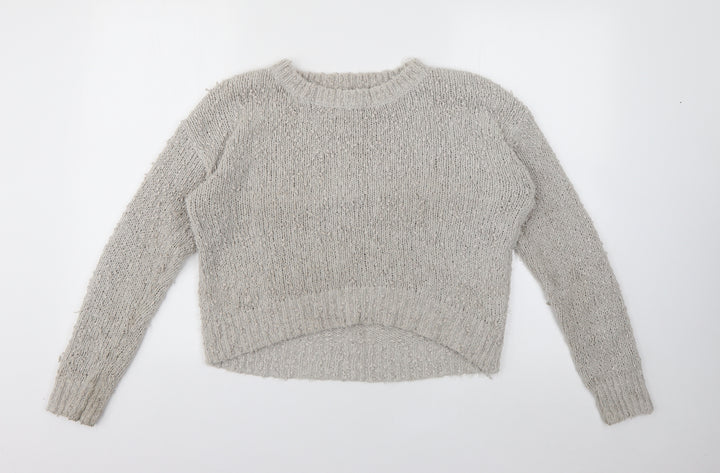 New Look Womens Grey Crew Neck  Polyester Pullover Jumper Size 12
